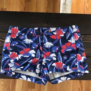 J.Crew Red, white and blue flower pattern shorts